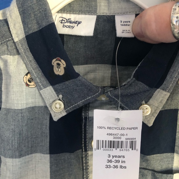 Disney Baby Gap Mickey Mouse Long Sleeve Button Down Shirt. Blue/Wht Check. 3YRS - Picture 10 of 13